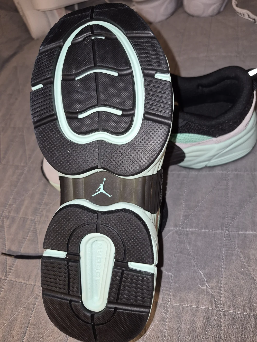 Air Jordan Mesh & Suede Sneakers in Mint Green and Black